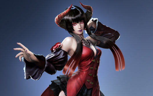 Обои на рабочий стол Женщина-вампир Eliza / Элиза в боевой стойке, персонаж из игр Tekken Revolution и Tekken 7, Bandai Namco Entertainment