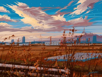 Обои на рабочий стол Осенний городской пейзаж, by Fangpeii