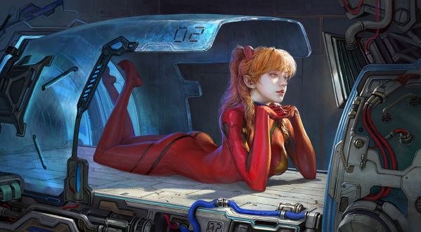 Обои на рабочий стол Asuka Langley / Аска Лэнгли из аниме Evangelion / Евангелион, by JiaYuan Song