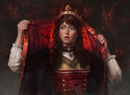 Обои на рабочий стол Королева и семь демонов из игры Magic The Gathering, by Justyna Gil