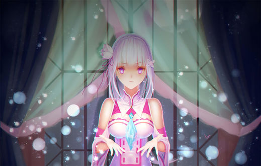 Обои на рабочий стол Emilia / Эмилия из аниме Re:Zero kara Hajimeru Isekai Seikatsu / Re:Zero. Жизнь с нуля в альтернативном мире