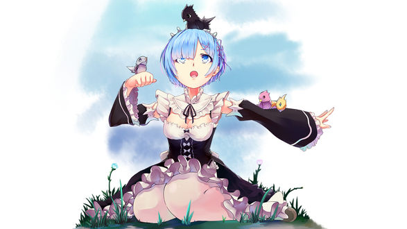 Обои на рабочий стол Rem / Рем из аниме Re:Zero kara Hajimeru Isekai Seikatsu / Re:Zero. Жизнь с нуля в альтернативном мире