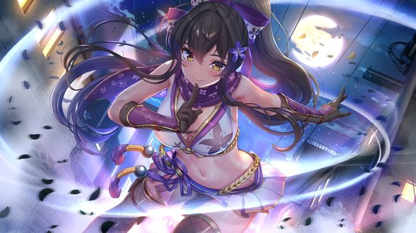Обои на рабочий стол Sumire / Сумирэ персонаж из игры визуальной новеллы NinNinDays, art by Akasaai