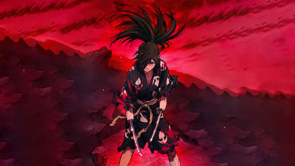 Обои на рабочий стол Hyakkimaru / Хяккимару с катаной, персонаж из аниме Dororo / Дороро