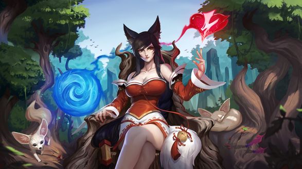 Обои на рабочий стол Ahri / Ари из игры League of Legends / Лига Легенд, by Unstable Anomaly