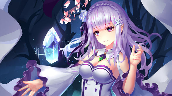Обои на рабочий стол Emilia / Эмилия из аниме Re:Zero kara Hajimeru Isekai Seikatsu / Re:Zero / Жизнь с нуля в альтернативном мире