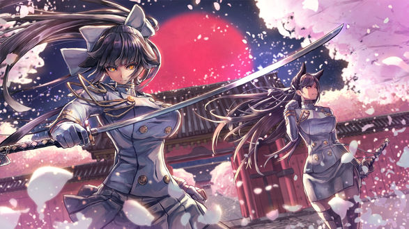 Обои на рабочий стол Atago / Атаго и Takao / Такао персонажи из аниме Azur Lane