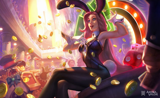 Обои на рабочий стол Девушка Yena сидит в казино, арт к игре Arena of Valor / Арена Доблести, by Caroline Gariba