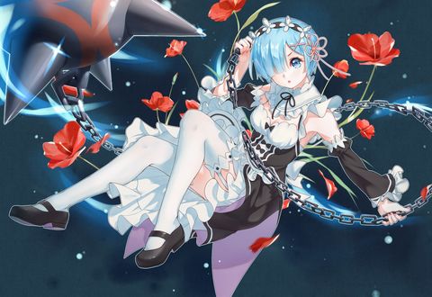 Обои на рабочий стол Rem / Рем из аниме Re:Zero kara Hajimeru Isekai Seikatsu / Re:Zero. Жизнь с нуля в альтернативном мире