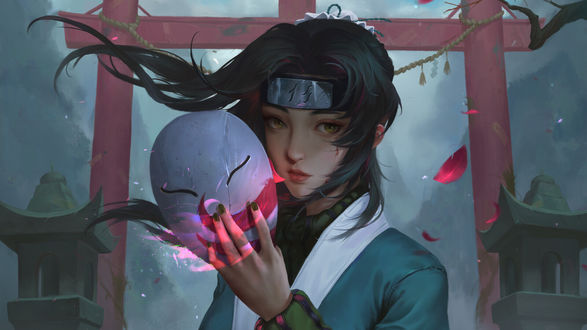 Обои на рабочий стол Девушка Haku персонаж из аниме Naruto / Наруто, by FeiFan Huang
