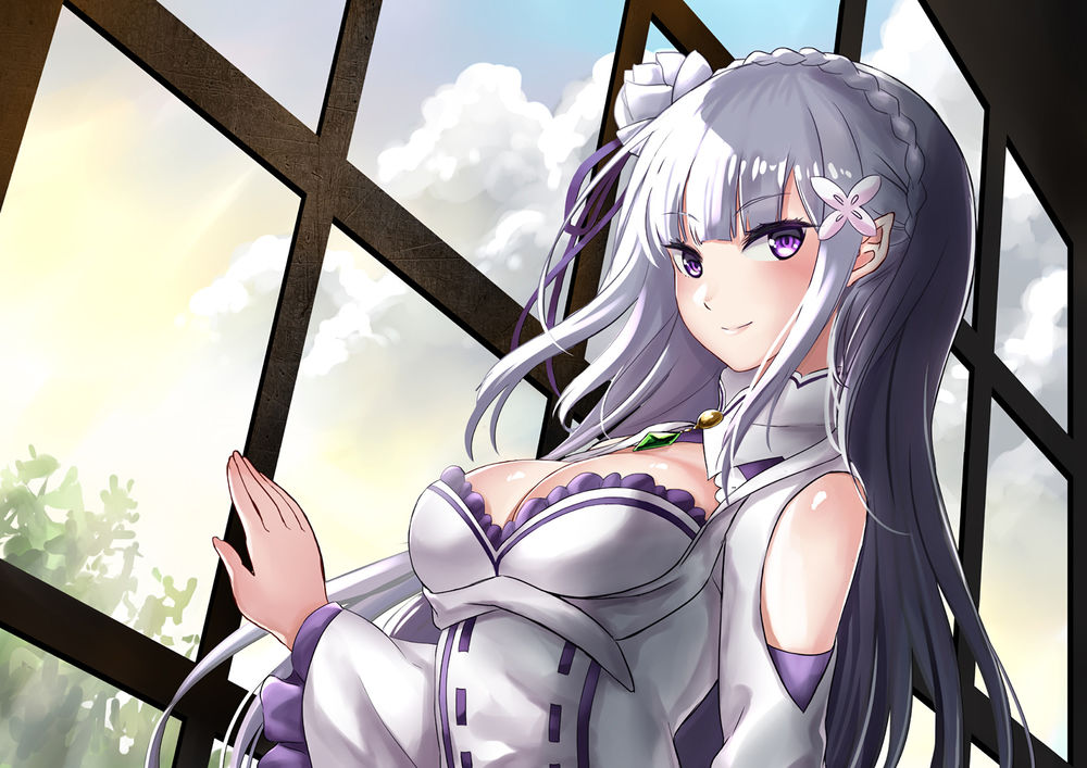 Обои для рабочего стола Emilia / Эмилия из аниме Re: Zero kara Hajimeru Isekai Seikatsu / Re: Жизнь в альтернативном мире с нуля