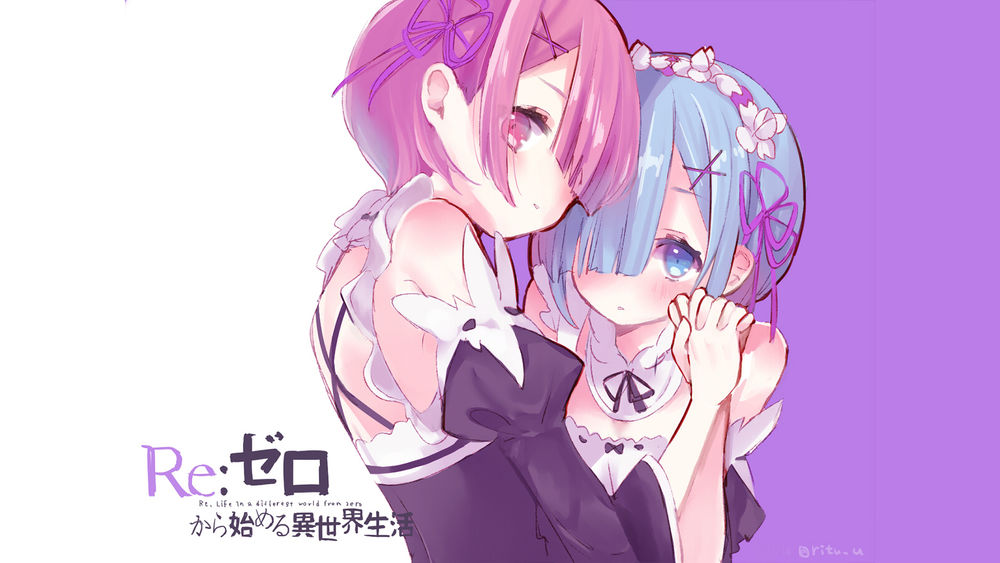 Обои для рабочего стола Rem / Рем и Ram / Рам из аниме Re:Zero kara Hajimeru Isekai Seikatsu / Re:Zero. Жизнь с нуля в альтернативном мире