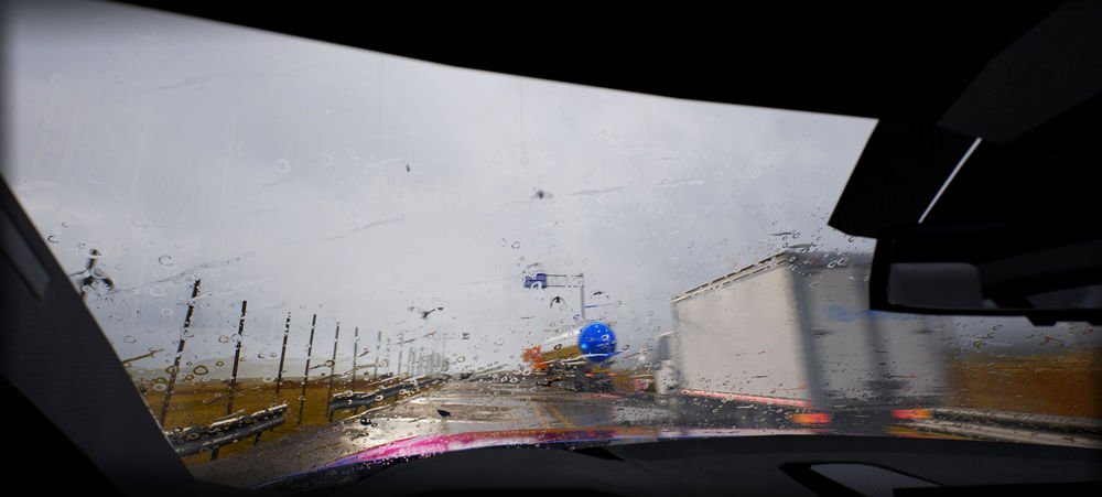 Обои для рабочего стола Сквозь мокрое от дождя окно авто видна дорога, by rengreng