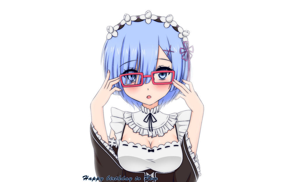 Обои для рабочего стола Rem / Рем из аниме Re:Zero kara Hajimeru Isekai Seikatsu / Re:Zero. Жизнь с нуля в альтернативном мире (Happy Birthday to Rem / С днем рождения Рем)