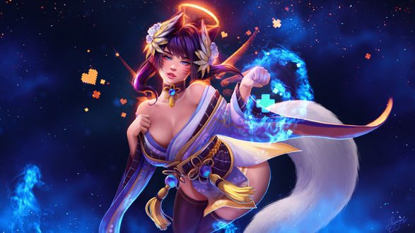 Обои на рабочий стол Ahri / Ари из игры League of Legends / Лига Легенд, by by Olga Narhova