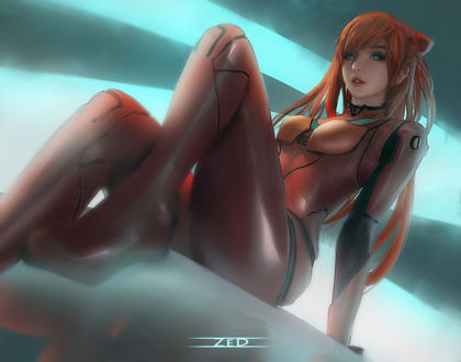 Обои на рабочий стол Soryu Asuka Langley / Сорью Аска Лэнгли, персонажи аниме Evangelion / Евангелион, by _Z eD_