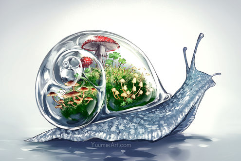 Обои на рабочий стол Мир внутри улитки, by Yuumei Art