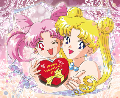 Обои на рабочий стол Chibiusa / Чибиуса и Tsukino Usagi / Усаги Цкино из аниме Красавица-воин Сейлор Мун / Bishoujo Senshi Sailor Moon, by Riccardo Bacci