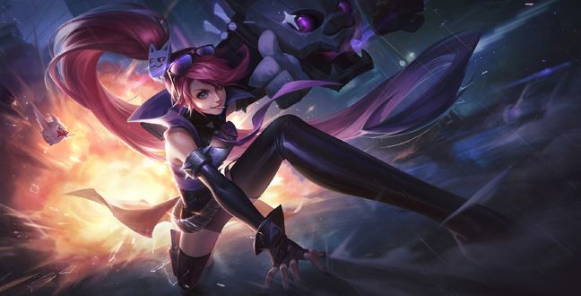 Обои на рабочий стол Девушка с бордовыми волосами из игры Honor of Kings / Честь Королей, by Cindy Feng