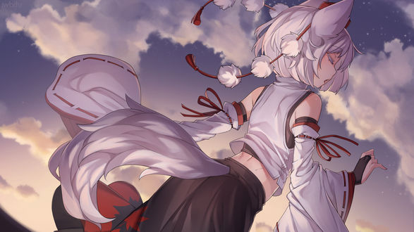Обои на рабочий стол Inubashiri Momiji / Инабушири Момидзи из игры Tohou Project / Проект Восток, by iwbitu