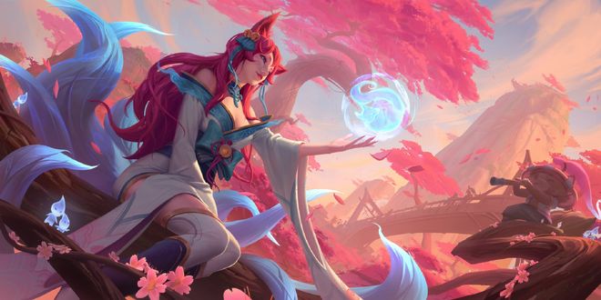 Обои на рабочий стол Ahri / Ари из игры League of Legends / Лига Легенд, by lejia chan