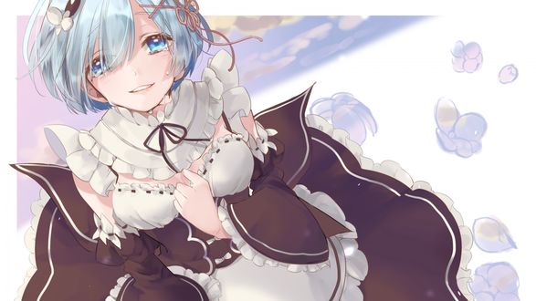 Обои на рабочий стол Rem / Рем из аниме Re:Zero kara Hajimeru Isekai Seikatsu / Re:Zero. Жизнь с нуля в альтернативном мире