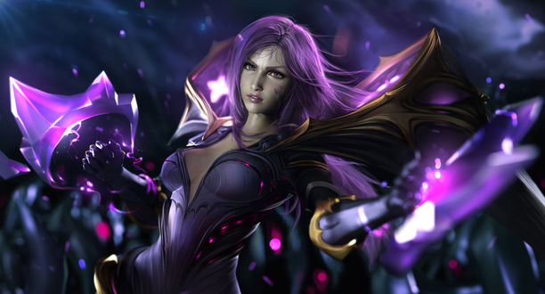 Обои на рабочий стол KaiSa / КайСа персонаж из игры League of Legends / Лига Легенд, art by Sevenbees