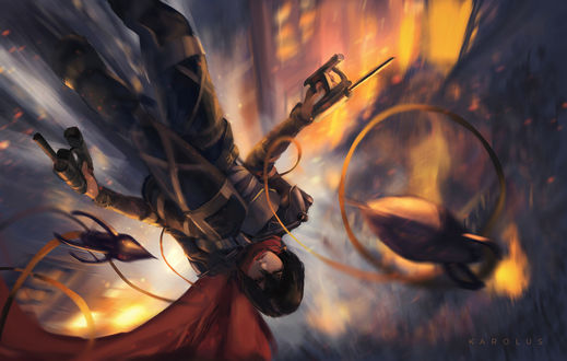 Обои на рабочий стол Mikasa Ackerman / Микаса Акерман персонаж из аниме Атака Титана / Attack on Titan / Shingeki no Kyojin