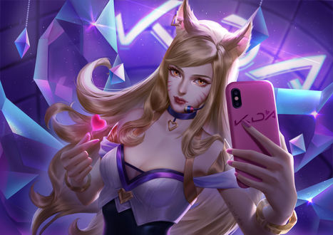 Обои на рабочий стол Ahri / Ари из игры League of Legends / Лига Легенд, by Yini Shao