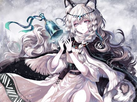 Обои на рабочий стол Девушка Pramanix представитель расы Feline, персонаж из мобильной игры Arknights, art by Sheya