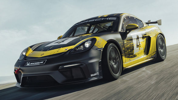 Обои на рабочий стол Спортивный автомобиль Porsche 718 Cayman, модель 2019 года
