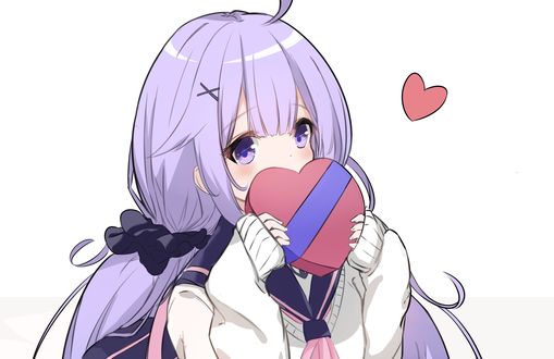 Обои на рабочий стол Персонаж из аниме Azur Lane / Лазурный путь с сердечком в руках