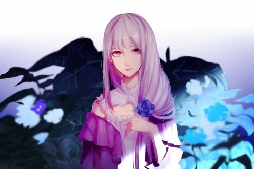 Обои на рабочий стол Emilia / Эмилия из аниме Re:Zero kara Hajimeru Isekai Seikatsu / Re:Zero / Жизнь с нуля в альтернативном мире
