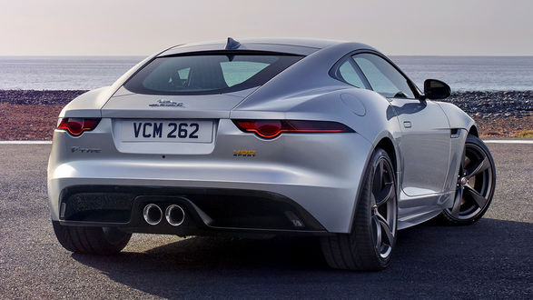 Обои на рабочий стол Суперкар цвета серебристый металлик Jaguar F-Type 400 Sport, модель 2017 года