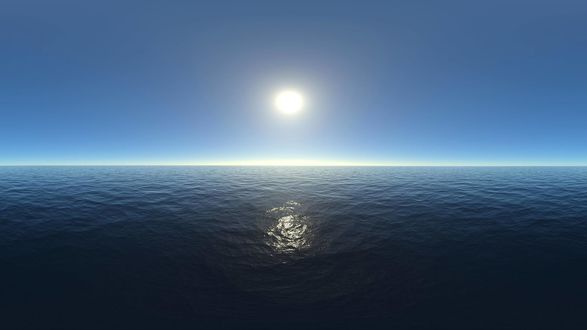 Обои на рабочий стол Луна над спокойным морем, художник Jaakko Saari