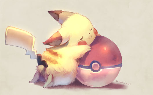 Обои на рабочий стол Спящий Пикачу / Pikachu, персонаж из аниме Покемон / Pokemon