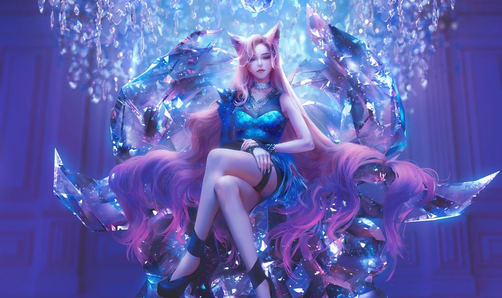 Обои для рабочего стола Ари / Ahri из игры Лига Легенд / League of Legends, by N I X E U