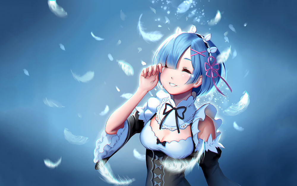 Обои для рабочего стола Rem / Рем из аниме Re:Zero kara Hajimeru Isekai Seikatsu / Re:Zero. Жизнь с нуля в альтернативном мире
