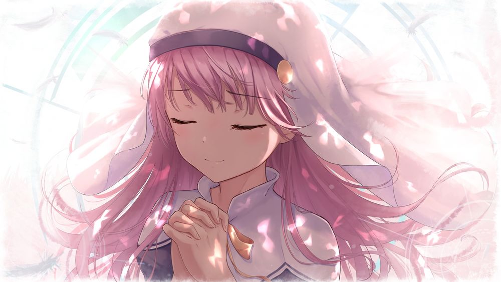 Обои для рабочего стола Hina Satou / Хина Сато возносит молитву, персонаж из аниме Kami-sama ni Natta Hi / The Day I Became a God / День, когда я стала богом, art by Marinesnow
