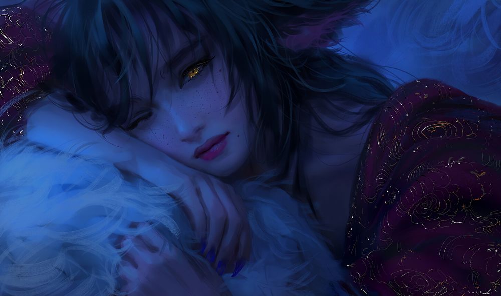 Обои для рабочего стола Ahri / Ари персонаж из игры League of Legends / Лига Легенд, art by N I X E U