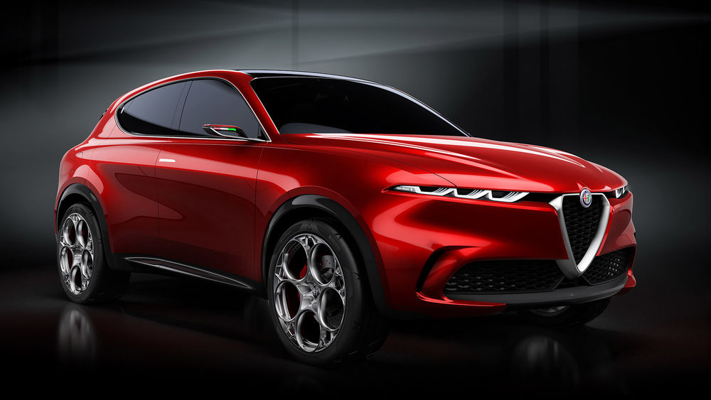 Обои для рабочего стола Красный автомобиль Альфа Ромео / Alfa Romeo Tonalle, 2019 года