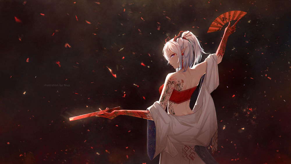 Обои для рабочего стола Nian / Ниан из видеоигры Arknights, by Niuy