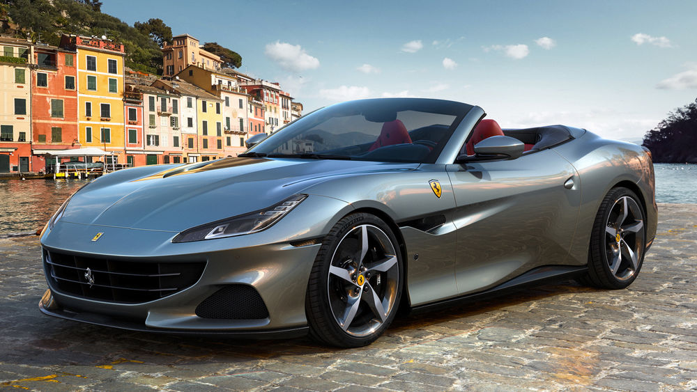 Обои для рабочего стола Спортивный автомобиль цвета серый металлик Ferrari Portofino M, модель 2020 года