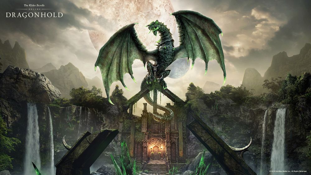 Обои для рабочего стола Крылатый дракон из видеоигры Древние Свитки / The Elder Scrolls, dragonhold