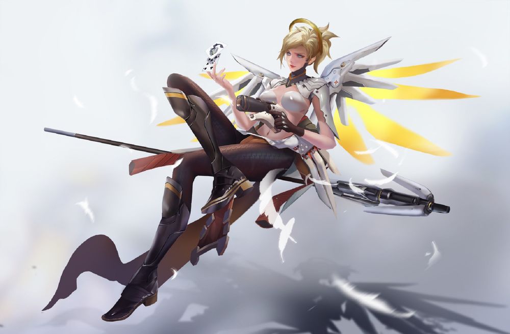 Обои для рабочего стола Mercy / Ангел / Ангела Циглер из игры Overwatch / Дозор, by amber ye