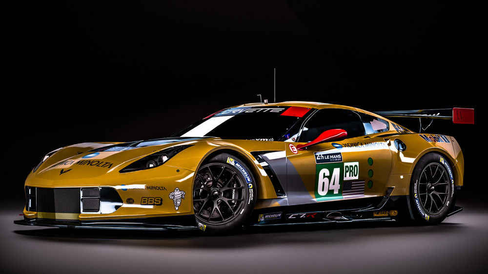 Обои для рабочего стола Темно-желтый спорткар Chevrolet Corvette C7. R одержал победу в 2015 году на гонке 24 Hours of Le Mans, by Zoki Nanco