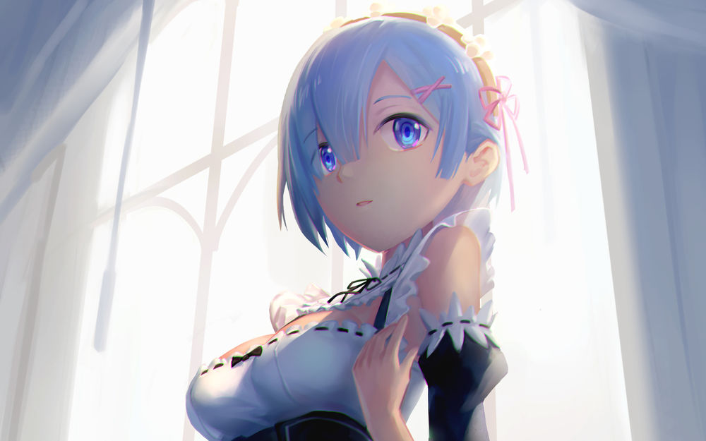 Обои для рабочего стола Rem / Рем из аниме Re:Zero kara Hajimeru Isekai Seikatsu / Re:Zero. Жизнь с нуля в альтернативном мире