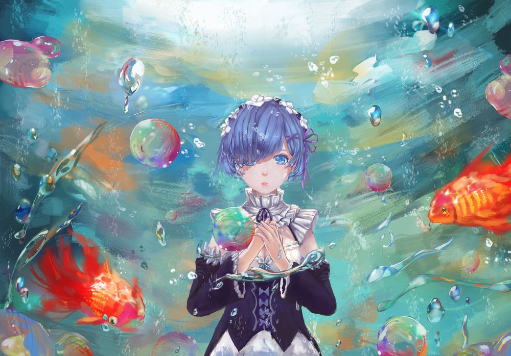Обои для рабочего стола Rem / Рем из аниме Re:Zero kara Hajimeru Isekai Seikatsu / Re:Zero. Жизнь с нуля в альтернативном мире