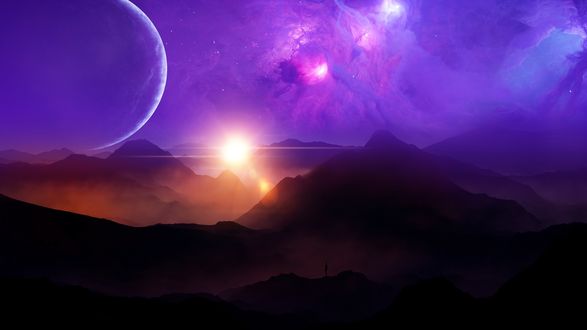 Обои на рабочий стол Space sky landscape sunset