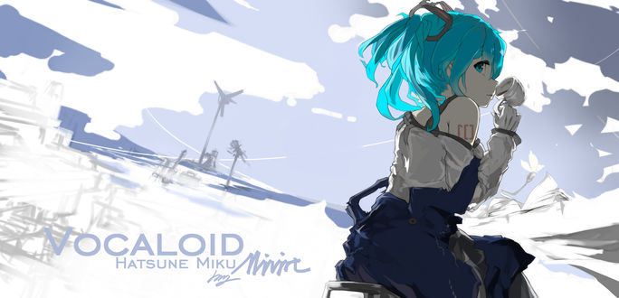 Обои на рабочий стол Vocaloid Hatsune Miku / Вокалоид Хатсуне Мику, аниме персонаж by Miv4t